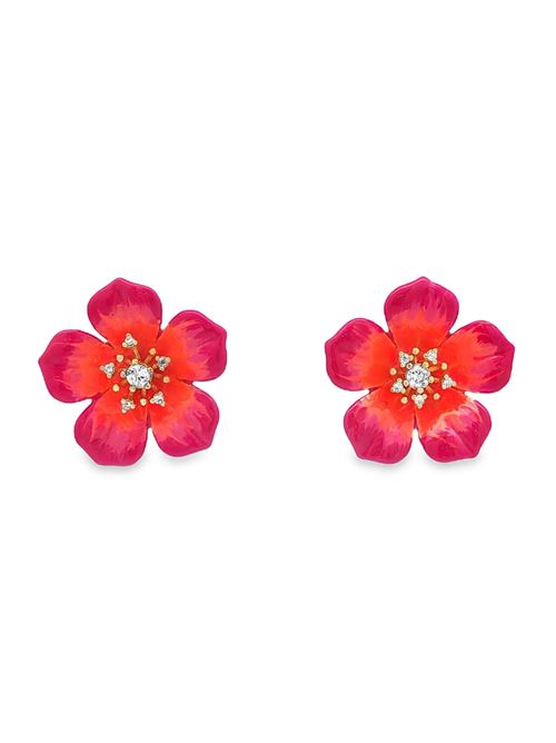 Plumeria gold crystal fuscia&orange earrings GOCCIAZZURRA JEWELS | ORPLUMERIAOROARANCIO
